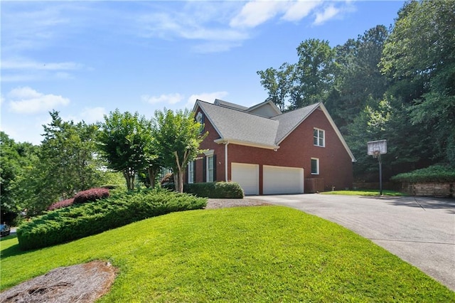 5410 Cottage Farm Rd, Alpharetta, GA 30022 - view of property exterior with driveway, a lawn, and an attached garage