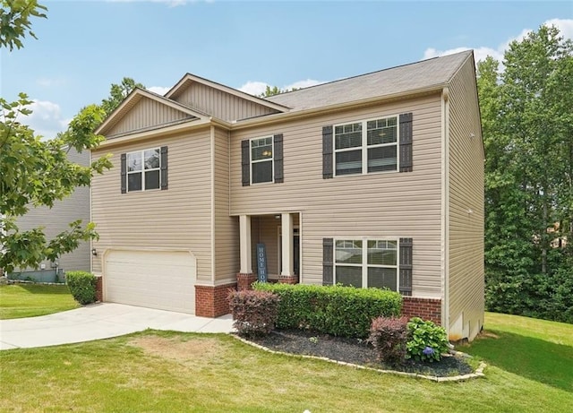 view of front of home featuring a garage and a front yard