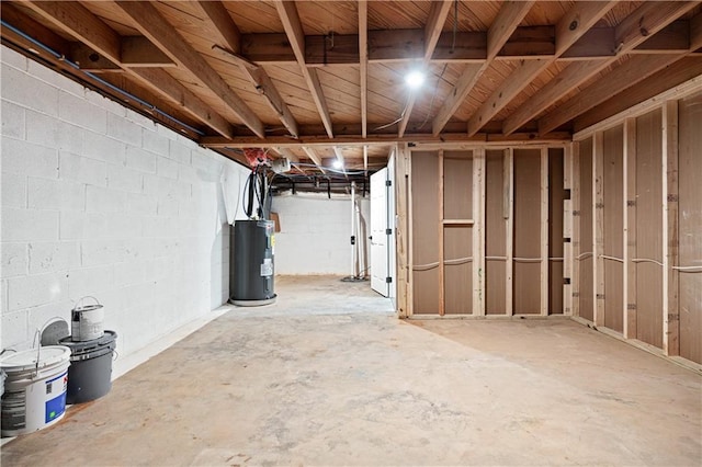 basement with water heater