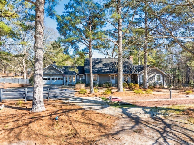 single story home with a garage