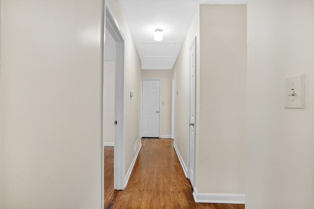 4400 Hickory Wood Ln, Atlanta, GA 30360 - corridor featuring light wood finished floors, baseboards, and attic access