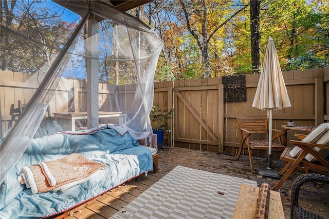 view of patio / terrace with a wooden deck