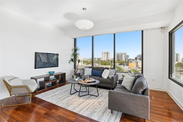 2828 Peachtree Rd NW Unit 1502, Atlanta, GA 30305 - living room with wood finished floors and baseboards