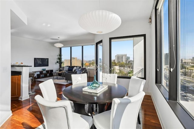 2828 Peachtree Rd NW Unit 1502, Atlanta, GA 30305 - dining space featuring a city view and wood finished floors