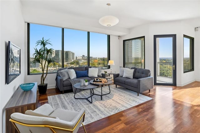 2828 Peachtree Rd NW Unit 1502, Atlanta, GA 30305 - living room featuring plenty of natural light and wood finished floors