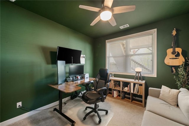 243 Retreat Ln, Canton, GA 30114 - home office with a ceiling fan and carpet flooring