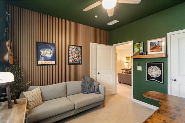 243 Retreat Ln, Canton, GA 30114 - carpeted living room with a ceiling fan and baseboards