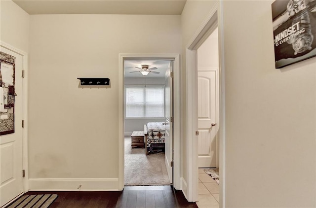 4191 Secret Shoals Way, Buford, GA 30518 - corridor featuring baseboards and dark wood-style flooring