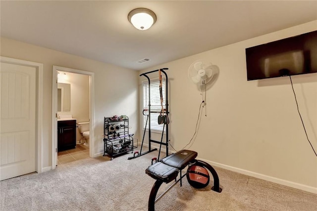 4191 Secret Shoals Way, Buford, GA 30518 - exercise area featuring light carpet and baseboards
