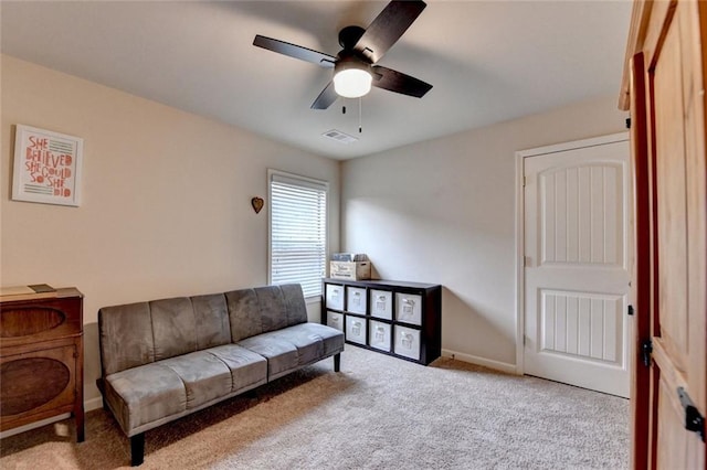 4191 Secret Shoals Way, Buford, GA 30518 - sitting room featuring a ceiling fan, carpet floors, and baseboards