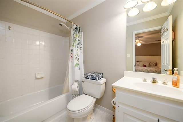 1304 Carrington Way, Lawrenceville, GA 30044 - bathroom featuring ensuite bathroom, vanity, shower / tub combo, crown molding, and toilet