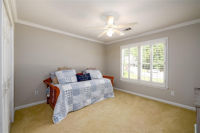 1304 Carrington Way, Lawrenceville, GA 30044 - carpeted bedroom featuring ornamental molding, baseboards, and ceiling fan