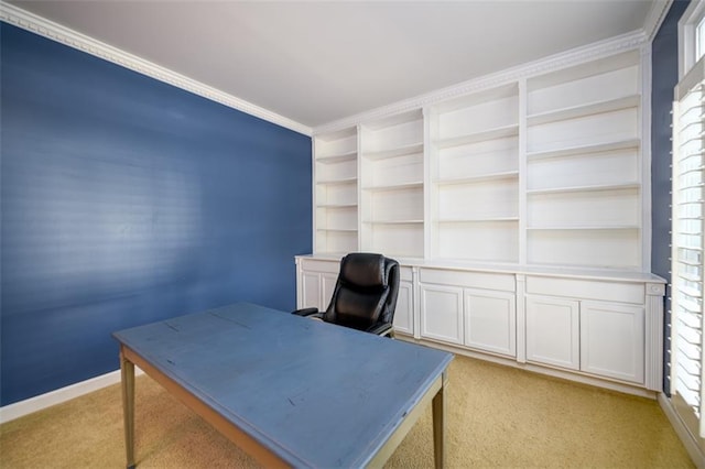 1304 Carrington Way, Lawrenceville, GA 30044 - home office with light colored carpet, crown molding, and baseboards