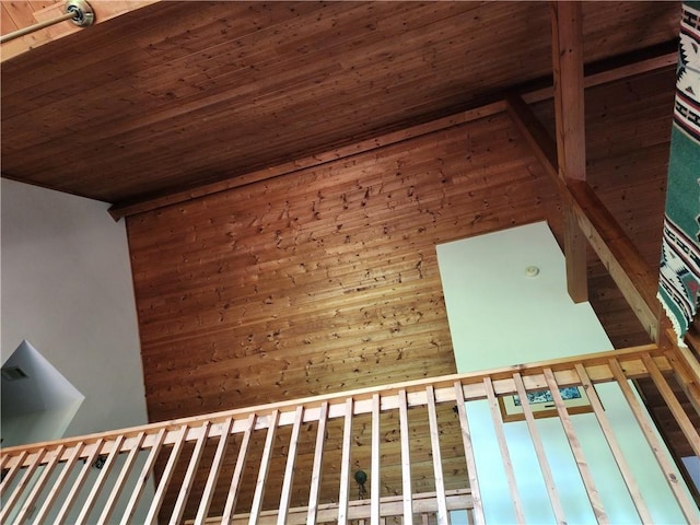 1115 Wild Turkey Blf, Jasper, GA 30143 - stairway with wood ceiling and wood walls