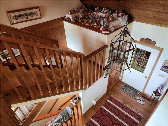 1115 Wild Turkey Blf, Jasper, GA 30143 - stairs with a chandelier and wood finished floors