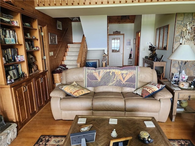1115 Wild Turkey Blf, Jasper, GA 30143 - living area featuring stairway and wood finished floors