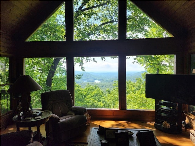 1115 Wild Turkey Blf, Jasper, GA 30143 - living area featuring wooden ceiling and high vaulted ceiling