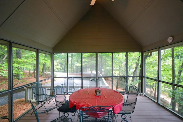 1115 Wild Turkey Blf, Jasper, GA 30143 - sunroom / solarium featuring lofted ceiling, healthy amount of natural light, and a ceiling fan