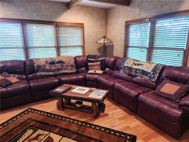 1115 Wild Turkey Blf, Jasper, GA 30143 - living area with light wood finished floors and beamed ceiling