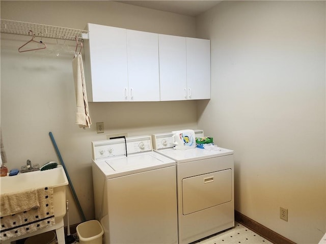 1115 Wild Turkey Blf, Jasper, GA 30143 - laundry room featuring washing machine and dryer, cabinet space, and baseboards