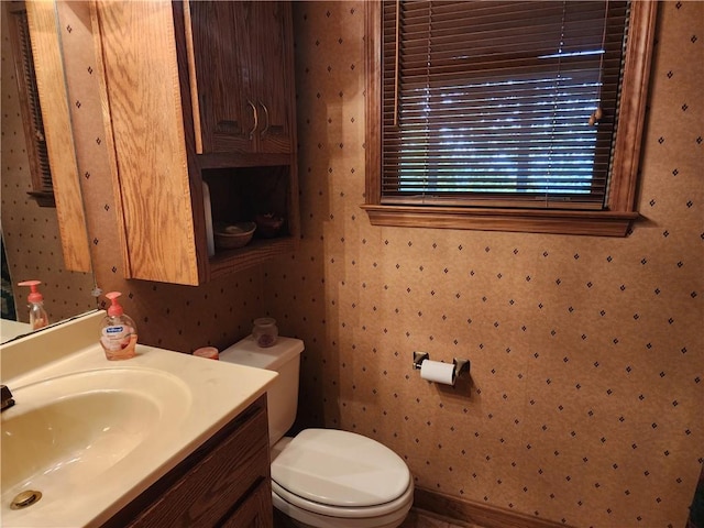 1115 Wild Turkey Blf, Jasper, GA 30143 - half bath with wallpapered walls, toilet, and vanity