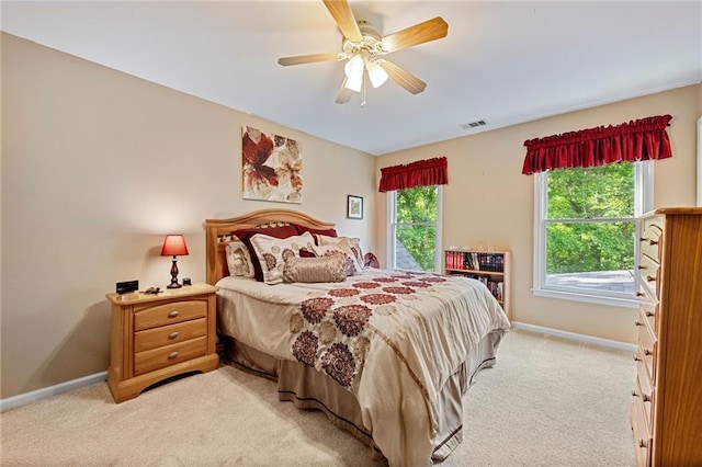 370 Fairleaf Ct, Alpharetta, GA 30022 - bedroom with light colored carpet, baseboards, and ceiling fan