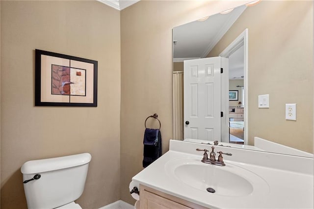 370 Fairleaf Ct, Alpharetta, GA 30022 - full bathroom with crown molding, vanity, and toilet