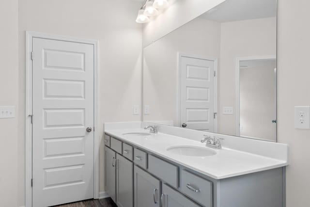 full bathroom featuring double vanity and a sink