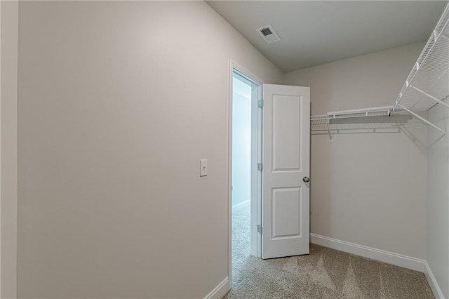 spacious closet with light colored carpet