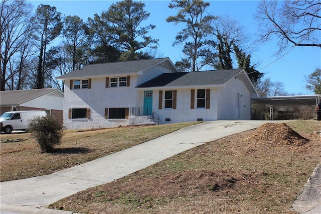 tri-level home with a carport