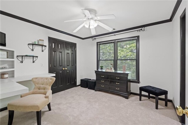 1755 Noblin Summit Dr, Duluth, GA 30097 - carpeted office space with ornamental molding and ceiling fan