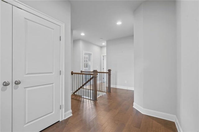 1858 Glenview Park Cir, Duluth, GA 30097 - hallway featuring an upstairs landing, hardwood / wood-style floors, and recessed lighting