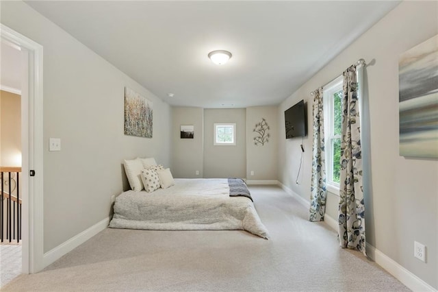 bedroom with carpet floors and baseboards