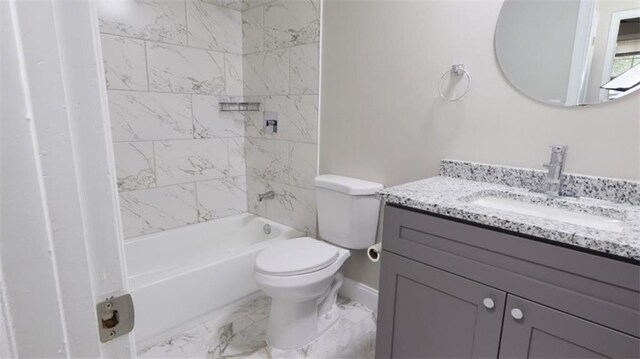 1328 Hoy Taylor Dr, Norcross, GA 30093 - full bathroom featuring vanity, marble finish flooring, toilet, and shower / washtub combination