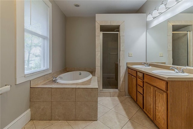 1124 Lawton Pl SW, Atlanta, GA 30310 - full bathroom featuring a shower stall, tile patterned floors, a sink, and a garden tub