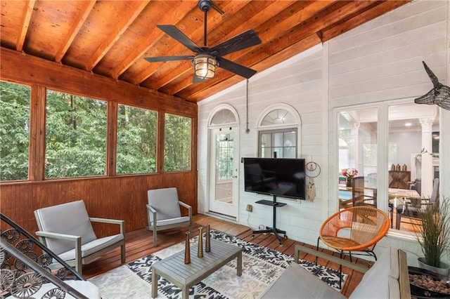 4648 Equestrian Way, Atlanta, GA 30338 - sunroom / solarium with hardwood / wood-style flooring and wooden walls