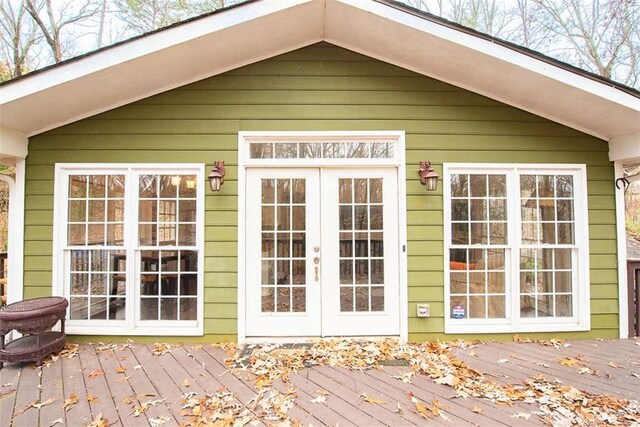 view of outbuilding featuring french doors