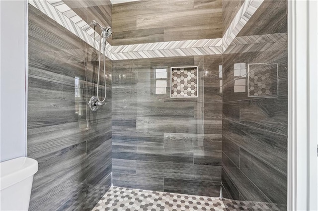 bathroom featuring a shower stall and toilet