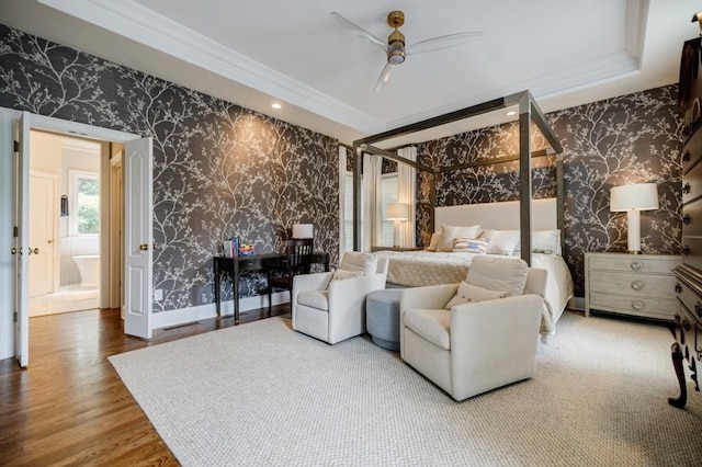 663 Clifton Rd NE, Atlanta, GA 30307 - bedroom with wallpapered walls, wood finished floors, and crown molding