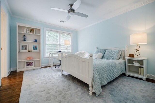 663 Clifton Rd NE, Atlanta, GA 30307 - bedroom featuring ornamental molding, wood finished floors, baseboards, and ceiling fan