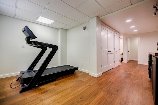 663 Clifton Rd NE, Atlanta, GA 30307 - exercise area with baseboards, light wood finished floors, and recessed lighting