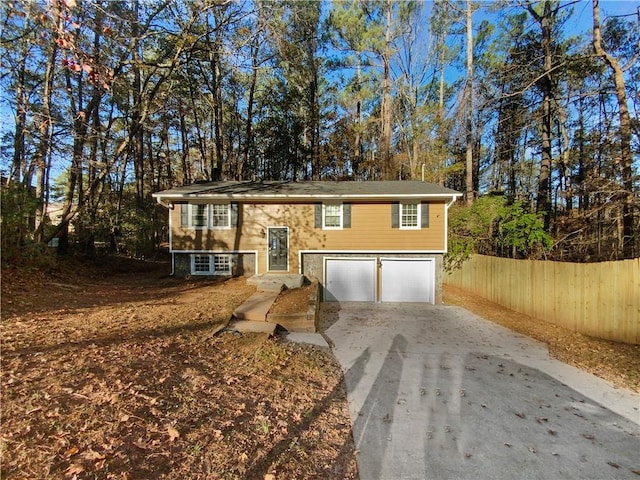 raised ranch with a garage