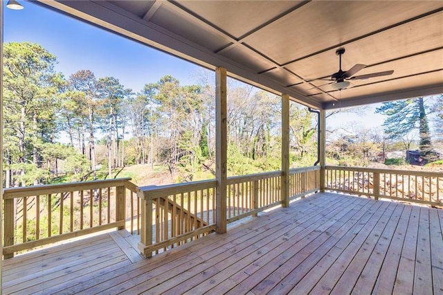 deck with a ceiling fan
