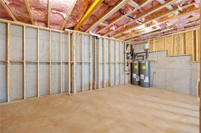 unfinished below grade area with water heater