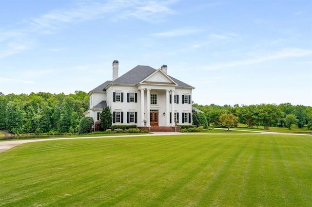 833 Hines Rd, Moreland, GA 30259 - neoclassical / greek revival house with a front lawn and a chimney