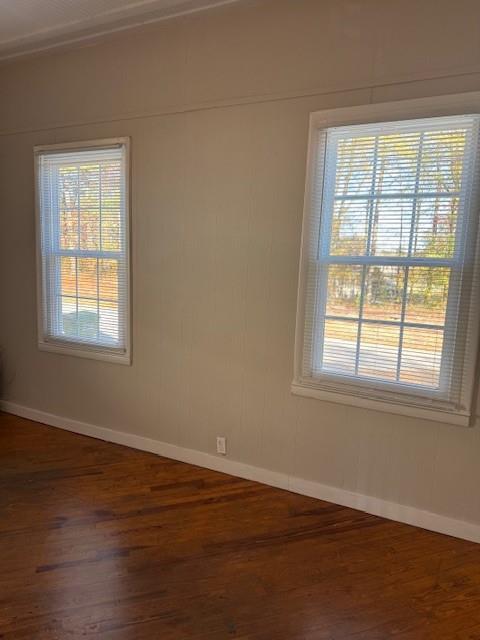 empty room with dark wood-type flooring