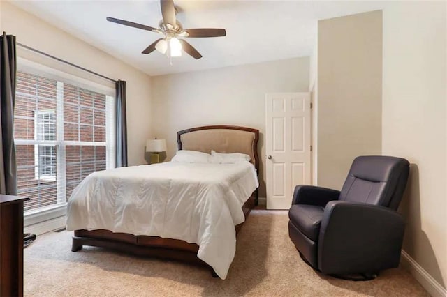 bedroom with carpet floors and ceiling fan