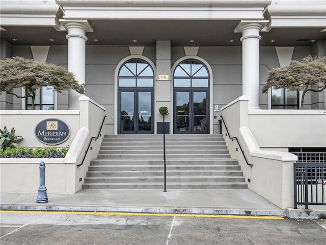 property entrance with french doors