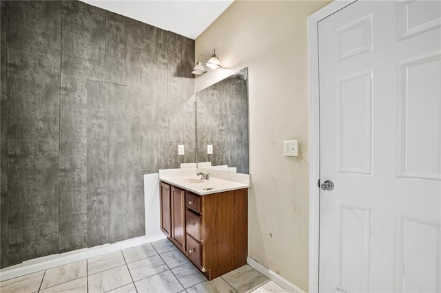 1212 Ashton Park Dr, Lawrenceville, GA 30045 - bathroom with vanity, marble finish floors, and baseboards
