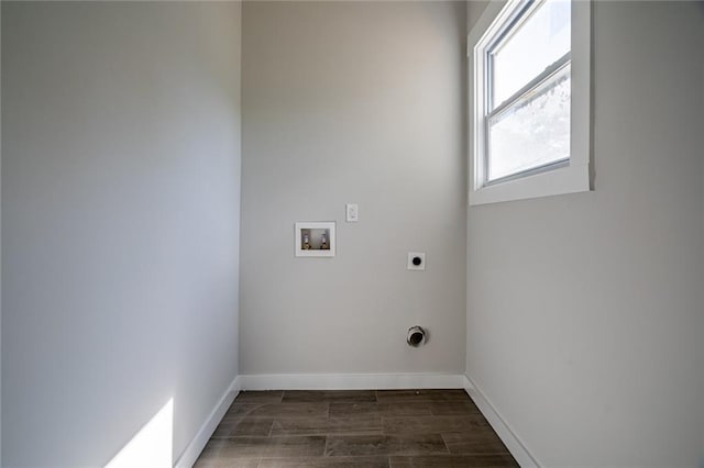 754 Fayetteville Rd SE, Atlanta, GA 30316 - washroom with electric dryer hookup, hookup for a washing machine, baseboards, and dark wood-style floors